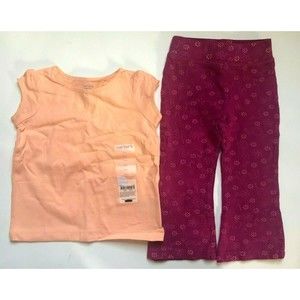 Girl's Size 9M 6-9 Months 2 Piece Orange NWT Carter's Top + Burgundy Floral Pant
